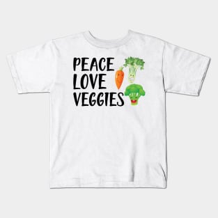 Vegetarian - Peace love veggies Kids T-Shirt